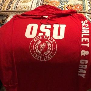 PINK OSU Long sleeve hooded tee size S